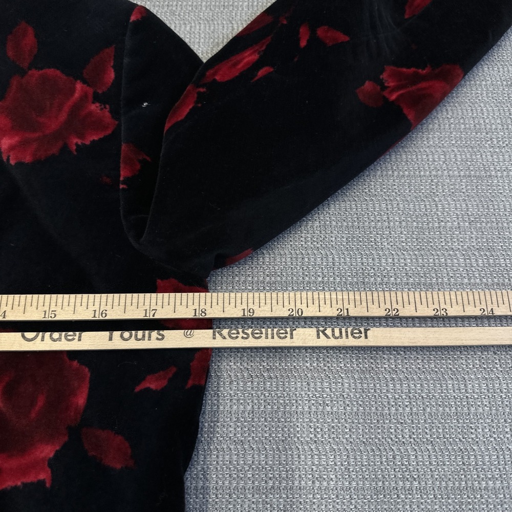 Talbots‎ Velvet Rose Print Blazer Jacket Black Red Floral Size 2 Holiday Chic - Picture 7 of 9